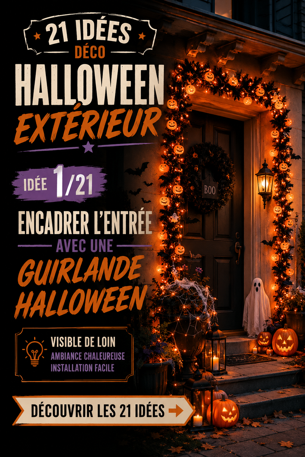 1. Encadrer l’entrée avec une guirlande Halloween